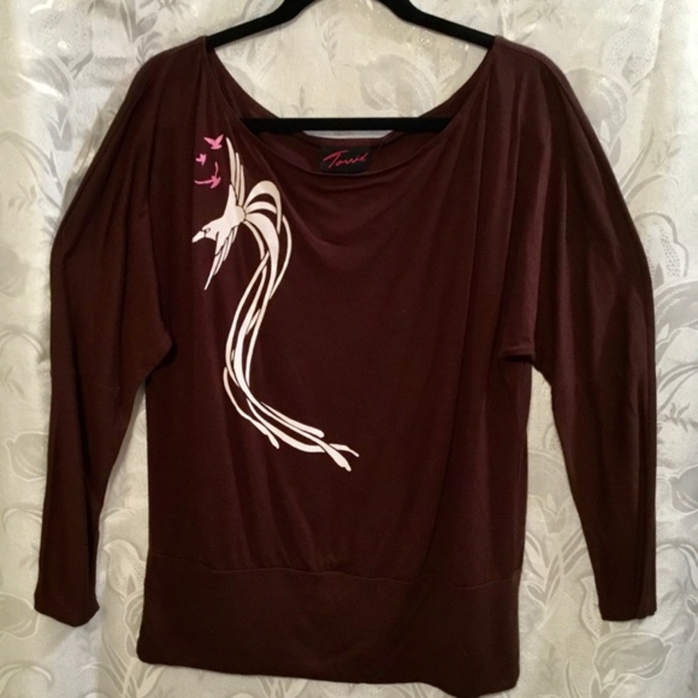Torrid Long Sleeve  Stretchy Brown Top
